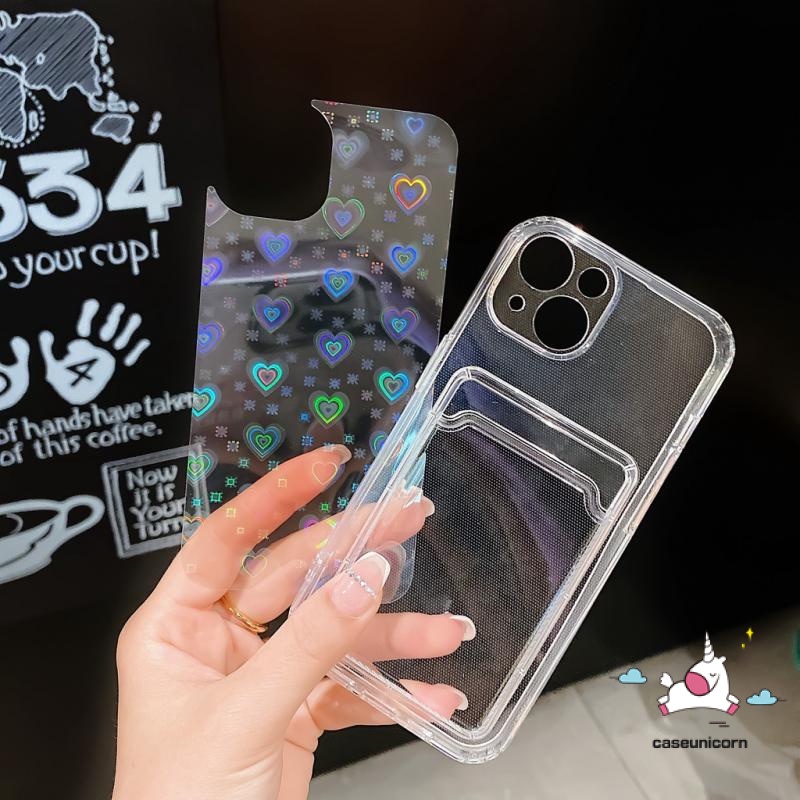 Casing Soft Case iPhone 7plus 13 11 12 pro Max 6 6s 7 8 plus X XR XS Max SE Motif Hati Laser Transparan