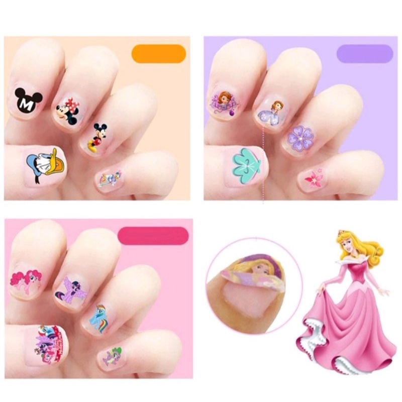 Stiker Kuku Anak Nail Art Nail Sticker KARTUN KARAKTER PRINCESS Anak Perempuan