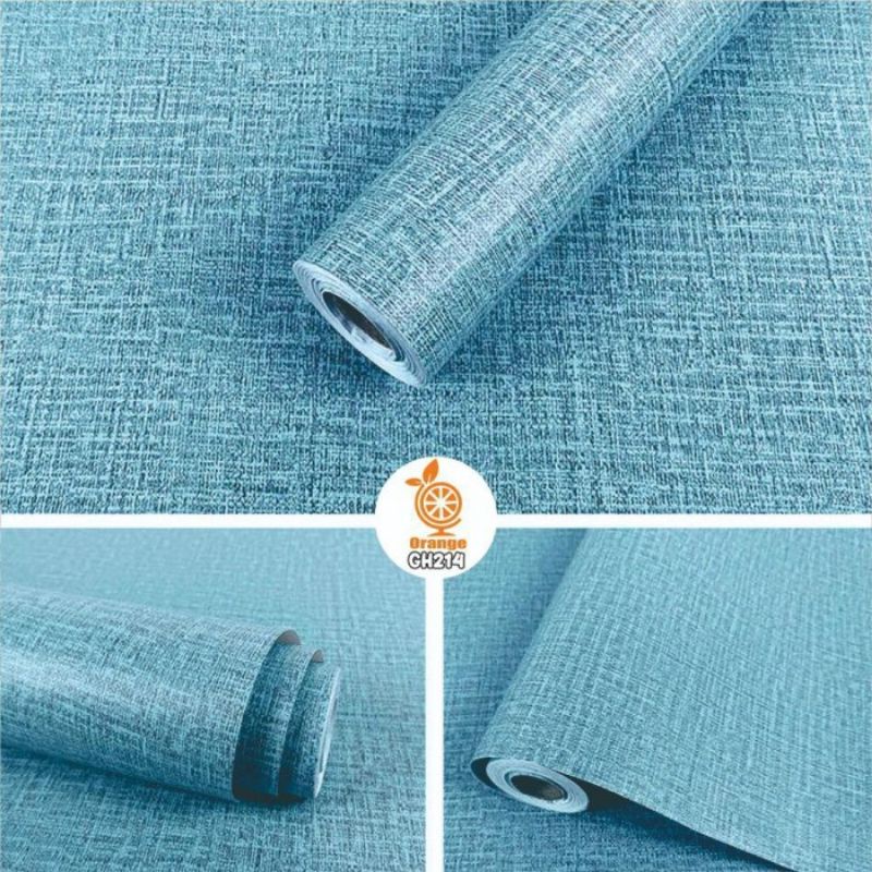 COD ( BAYAR DI TEMPAT ) Wallpaper Sticker Dinding Bertekstur Salur Daun Ungu Pink Putih Cream Biru Abu Hitam Navy Hijau Tosca Kuning Merah Coklat Salur Bunga Batik Batu Bata 3D Kotak Segitiga minimalis Baju Celana Sendal Kaos Gamis Celana Dalam Kosmetik-BIRU KAIN