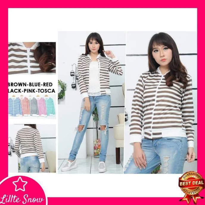JAKET BOMBER WANITA 305 / JAKET BOMBER SALUR 305 - HITAM PILIHAN KEREN