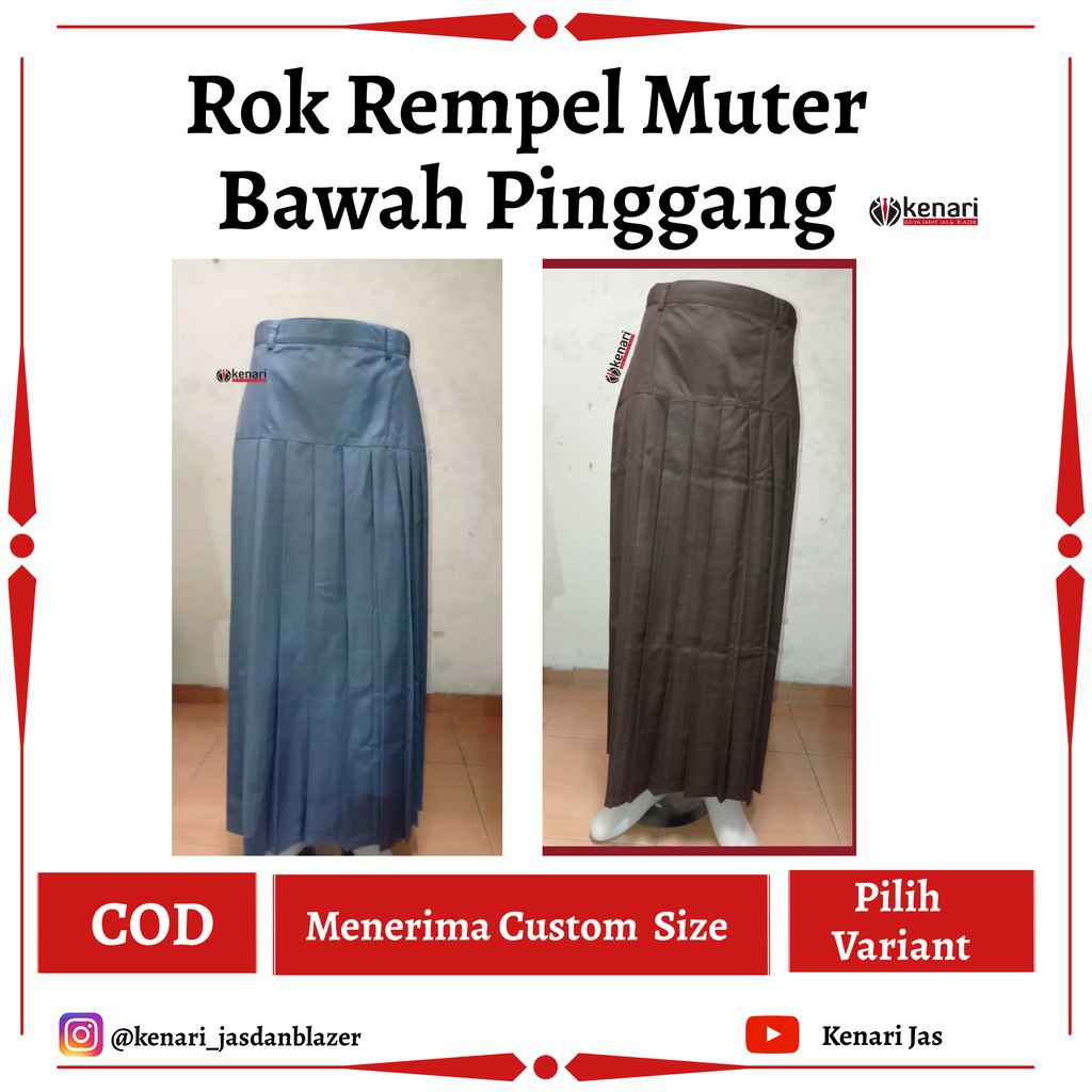(Mix Custom Jumbo) Rok Rempel Muter Bawah Pinggang Rok Baping Rok Biru SMP,Abu SMA,Coklat Pramuka