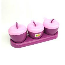 Tempat Bumbu Dapur Apel Set Isi 3 Wadah Garam Gula Golden Sunkist / Kitchen Set