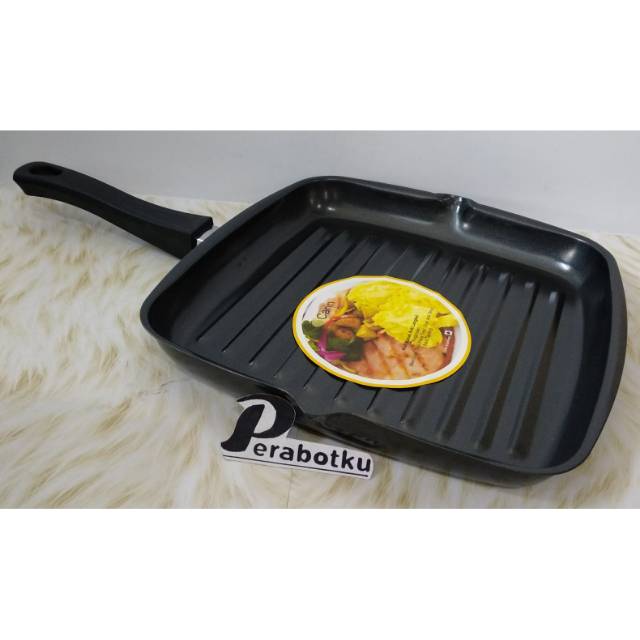 Square Griddle Carin Teflon Wajan Pemanggang Gagang Anti Lengket
