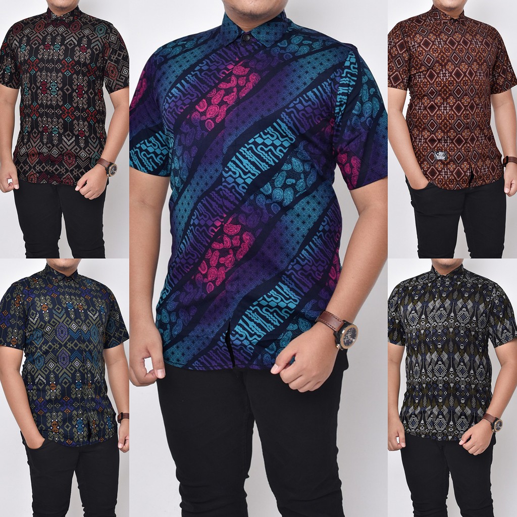 Batik Jumbo Big Size Lengan Pendek Kemeja Batik Songket Pria Pendek