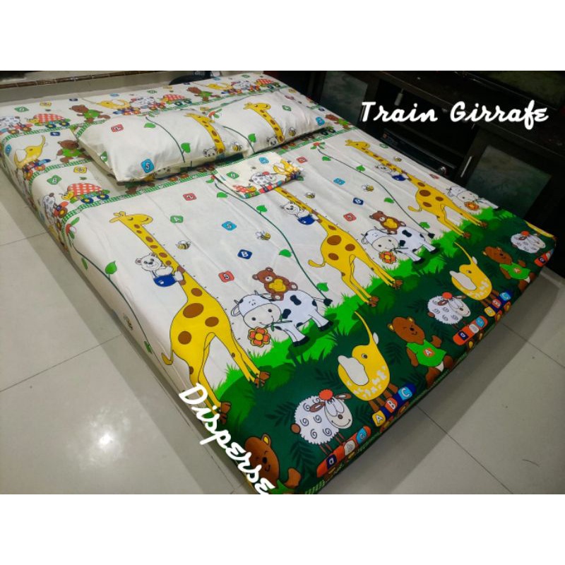 sprei i motif train girrafe | motif jerapah | motif anak cowok | seprei viral best seller size 90 10