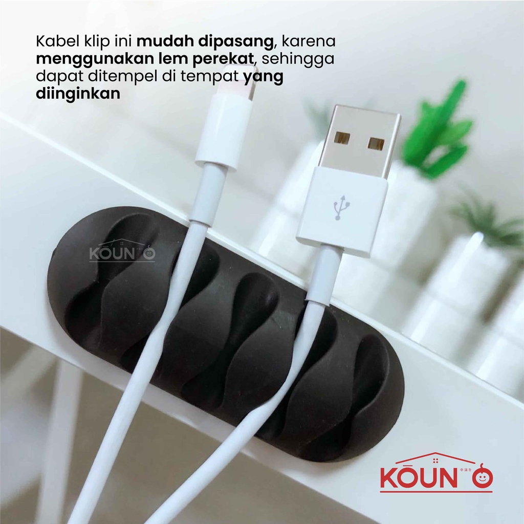 Klip Kabel Organizer Tempel Penjepit Kabel Charger HP USB Headset Earphone Gadget Clip Holder 5 Slot
