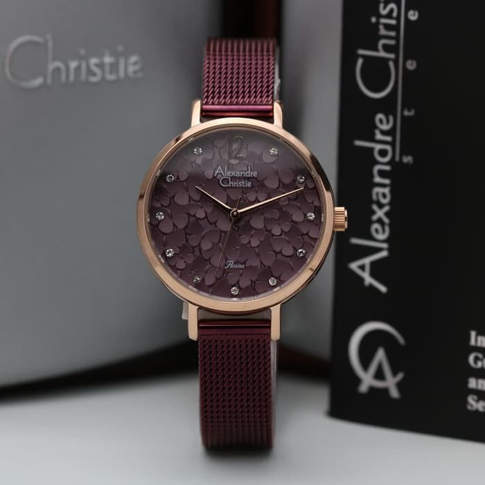 ALEXANDRE CHRISTIE ORIGINAL AC2728 MARON ROSEGOLD JAM WANITA