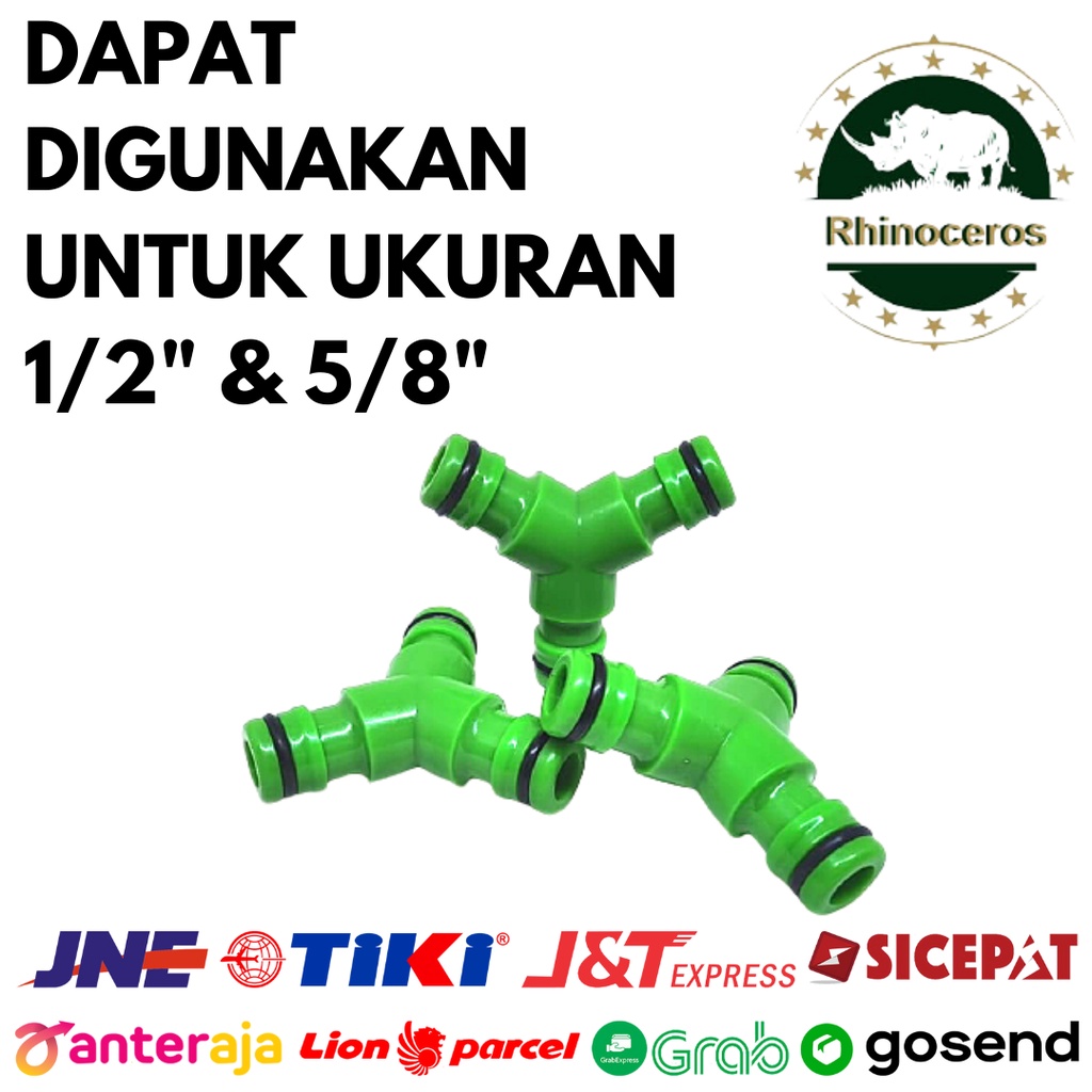 Penyambung Selang Air Konektor Y / Segitiga Quick Connector 1/2&quot;-5/8&quot;