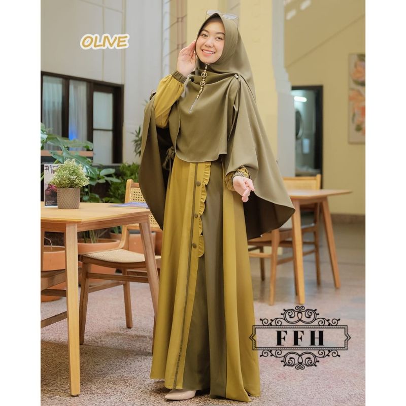 DZAMIRA SYARI ORI LABEL FFH FAFAHIJAB BY AKU KARISSA GAMIS OLIVE ARMY