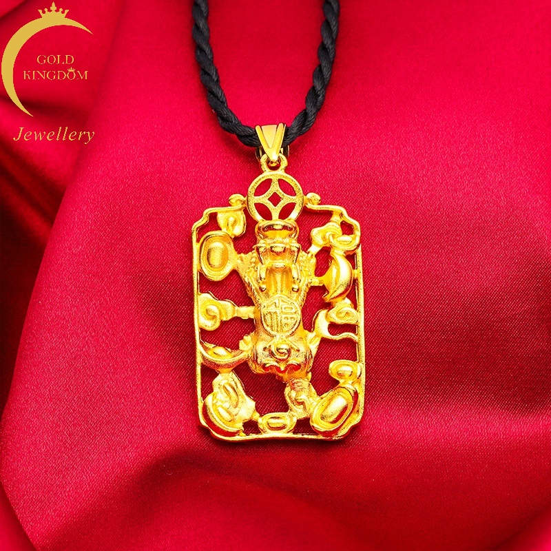 Liontin Desain Fortune Pixiu Gold Plated Emas Asli Kadar 375Gaya Korea Untuk Pria Dan Wanita