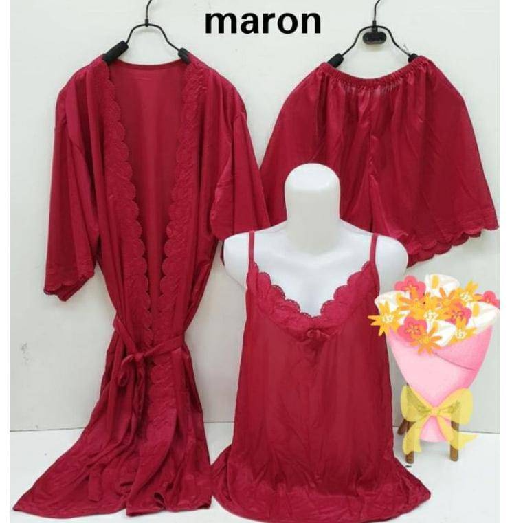 Hotpent Kimono HP Rangkap Baju Tidur Wanita Bahan tricot