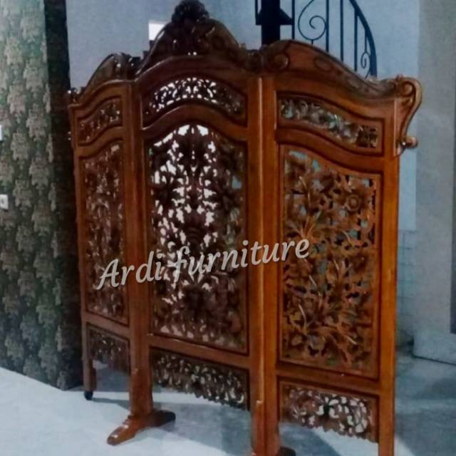 Penyekat ruangan partisi ukir sketsel kayu jati asli ukiran jepara