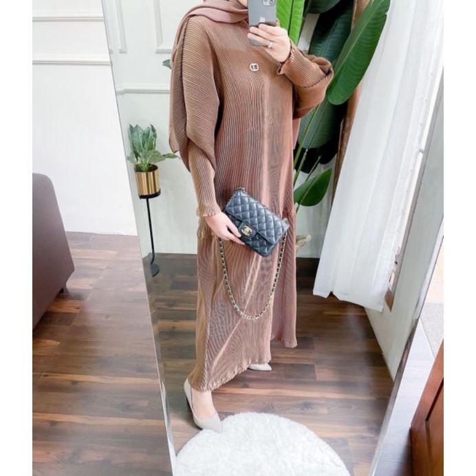 BHIA PLEATS DRESS MOCCA BY SC HIJAB