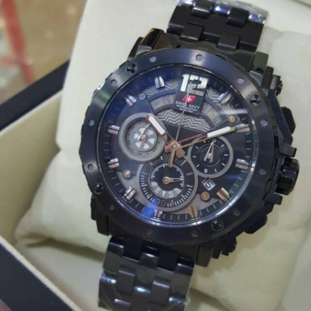 JAM TANGAN PRIA SWISS NAVY SN8939 BLACK PLUS SABUK ORIGINAL GARANSI RESMI