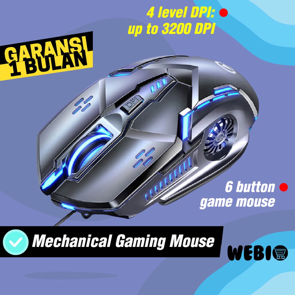 Mouse U104 Wired USB Gaming Mause With RGB LED Untuk Laptop Komputer PC Ada 2 Warna – Black &amp; Gray