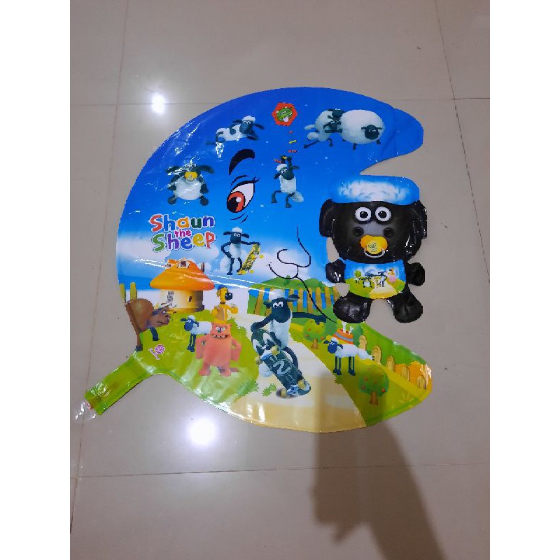 Balon Foil Karakter Shaun The Sheep Bentuk Bulan