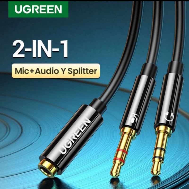 Ugreen Kabel Audio Mic to Aux 3.5mm - Ugreen Splitter Jack Male to Audio Aux 3.5mm