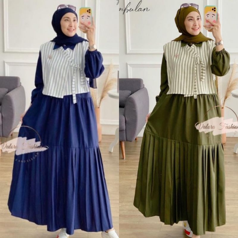 Ready Navy MIDI DRESS REMBULAN BY VALORA GAGIL FASHION