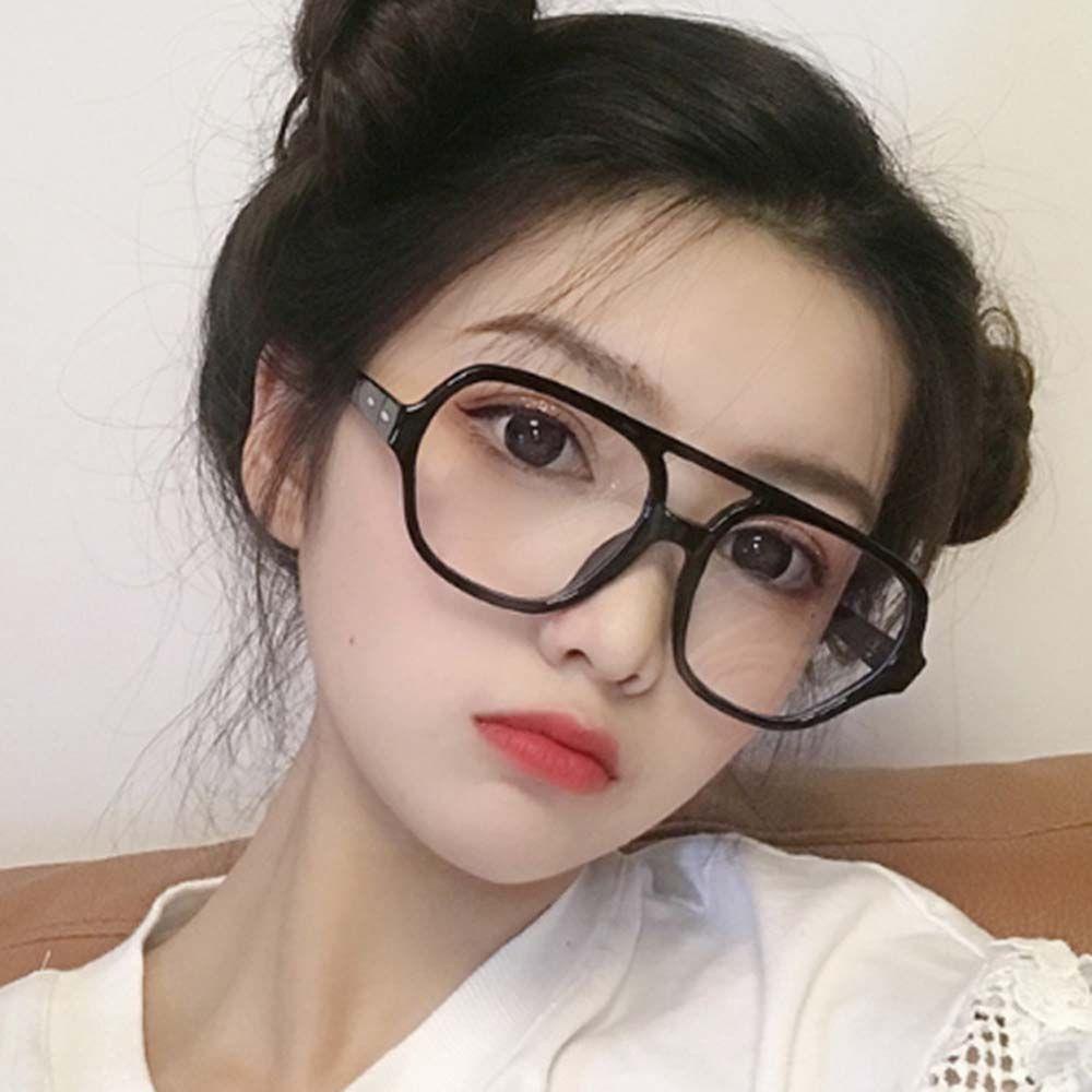 Mxbeauty Kacamata Anti Radiasi Fashion Minimalis Hitam Lensa Bening Kotak Beras Kuku Wanita Eyeglasses