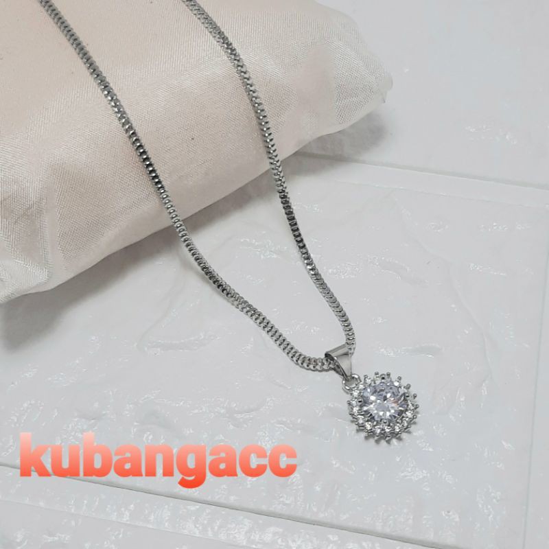 Kalung xuping silver model milano plus liontin mata putih Kalung wanita kalung xuping murah