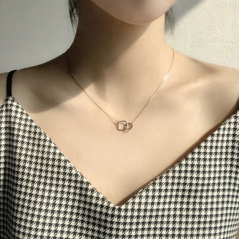 Kalung Choker Rantai Klavikula Bentuk Geometris Gaya Korea Untuk Hadiah Wanita