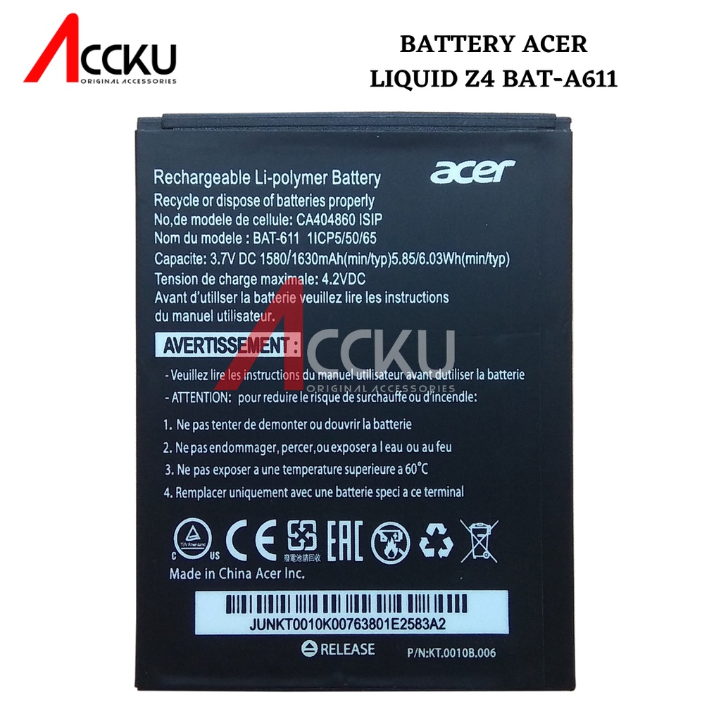 BATERAI ACER LIQUID Z4 BAT-A611 BATTERY ACER LIQUID Z4 BAT-A611 HIGH QUALITY