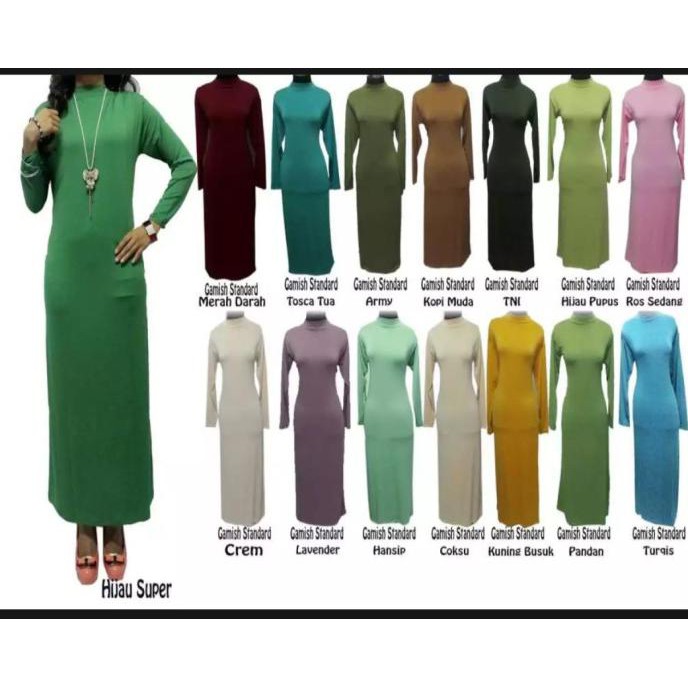 TERMURAH GAMIS MANSET KAOS TANGAN PANJANG.GAMIS KAOS POLOS TERBARU - Hitam