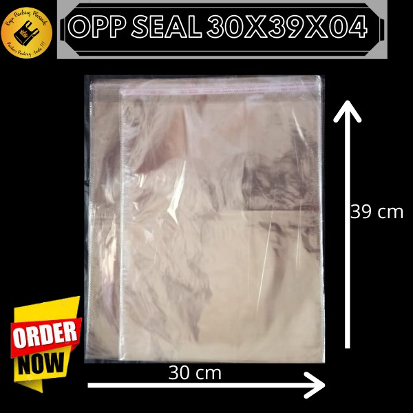 &lt; isi 50pc&gt; PLASTIK OPP SEAL UK 30X39 PROMO / PLASTIK BAJU / PLASTIK UNDANGAN / plastik perekat