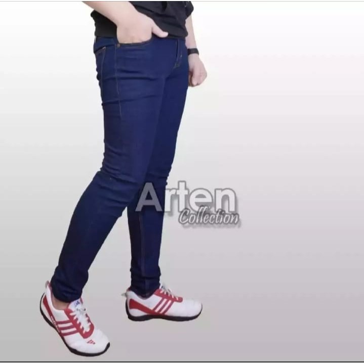 Celana jeans pria - Jeans Biru Stone Slim Fit Stretch/Ngaret