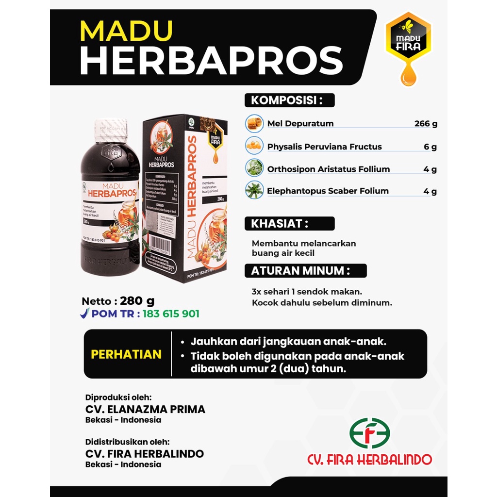 Madu Herbapros Obat Turun Berok Herba Pros Herbal Alami Prostat Melancarkan Buang Air Kecil Ampuh