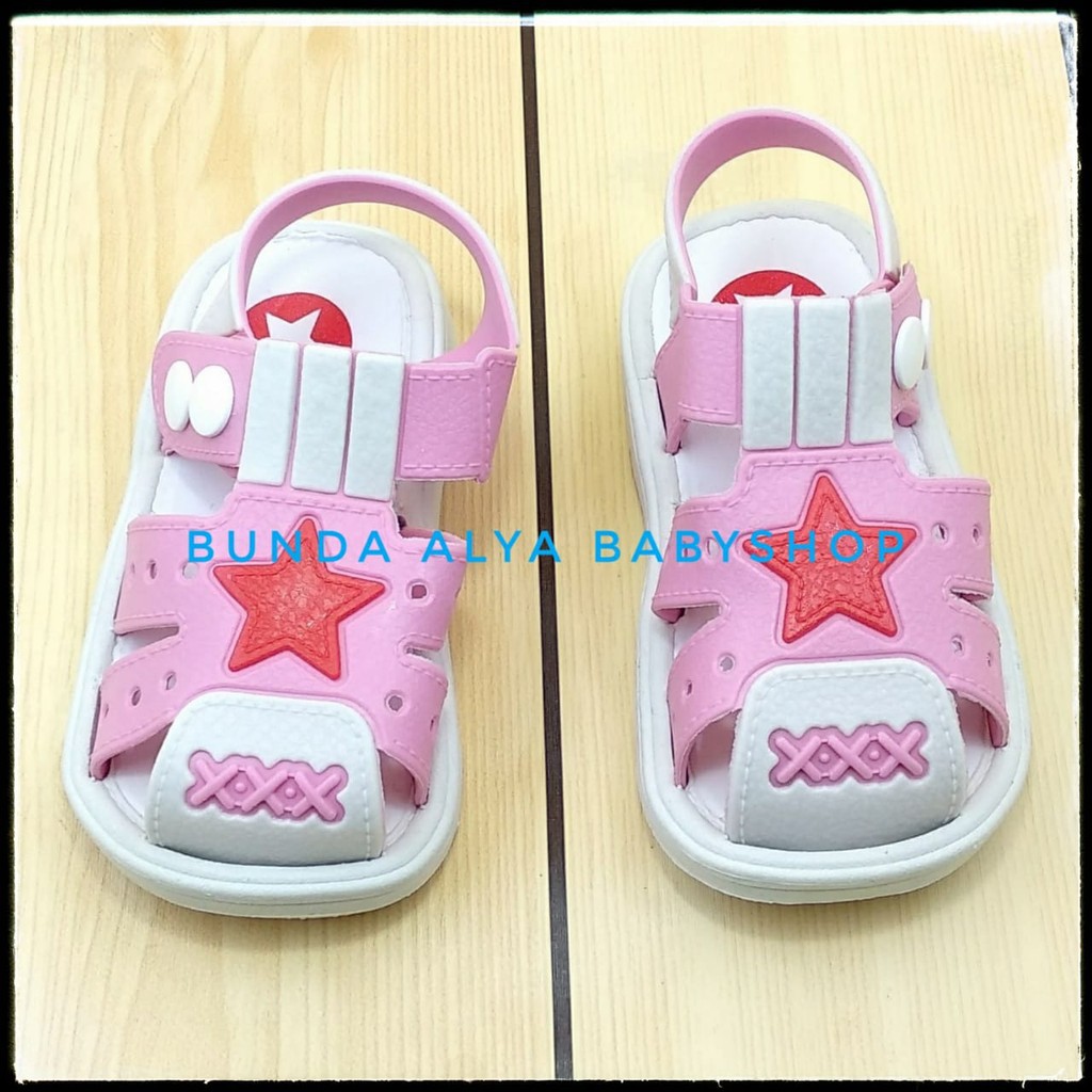 Sendal Anak Perempuan IMPORT Usia 6 Bulan 1 2 Tahun PINK - Sepatu Sandal Anak Cewek Bintang Lentur Alas Karet Anti Licin