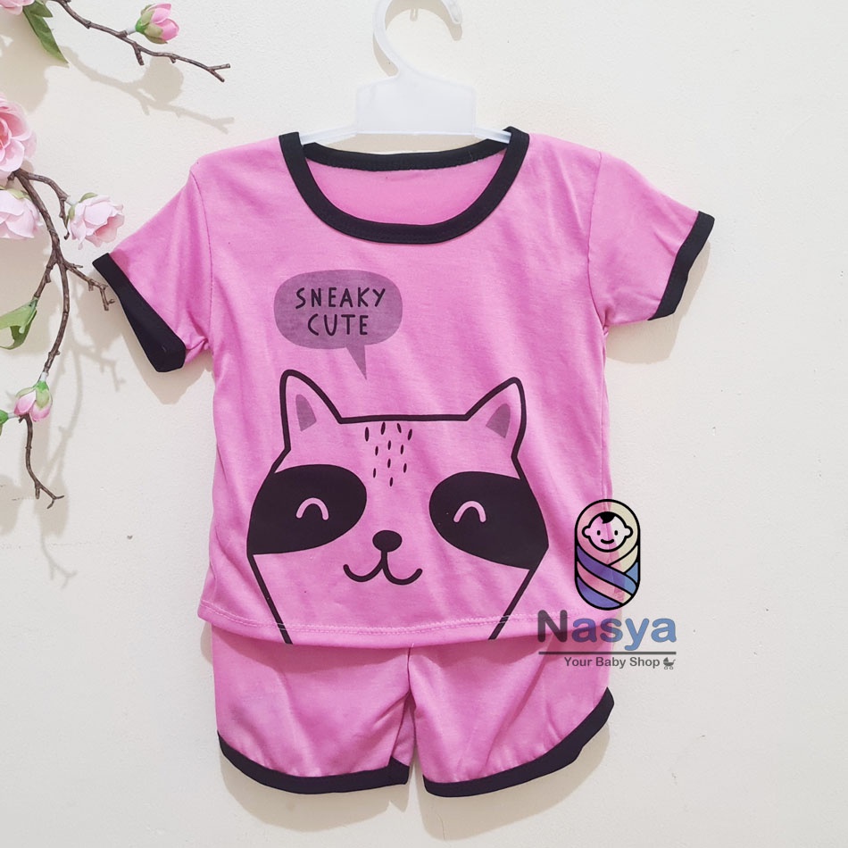 [J-015]  Setelan baju Bayi Perempuan Lucu - motif lucu (3-6 bulan)