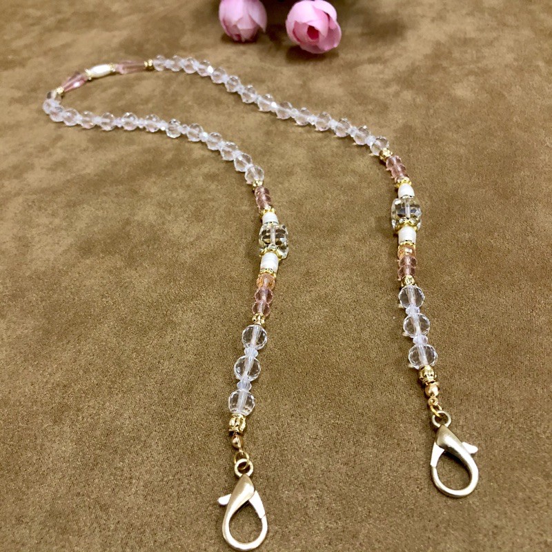 Strap Masker / tali masker Kristal swarovski Zirconia clear