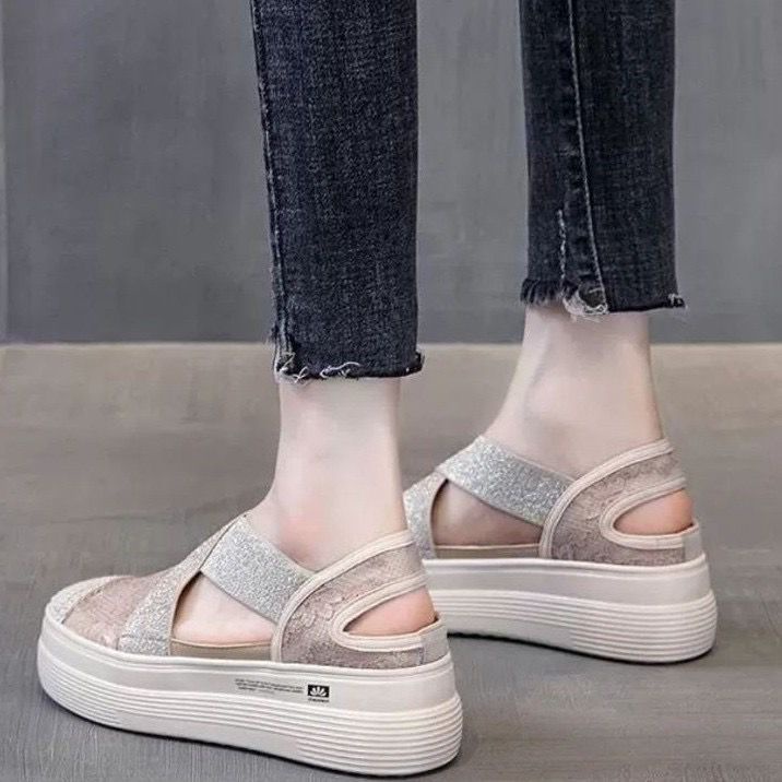 Free BOX Sandal Wanita Wedges Korean Style Elegant Sandal Cewek Hak Tinggi Model Kekinian Sandal Perempuan Fashionable AH8