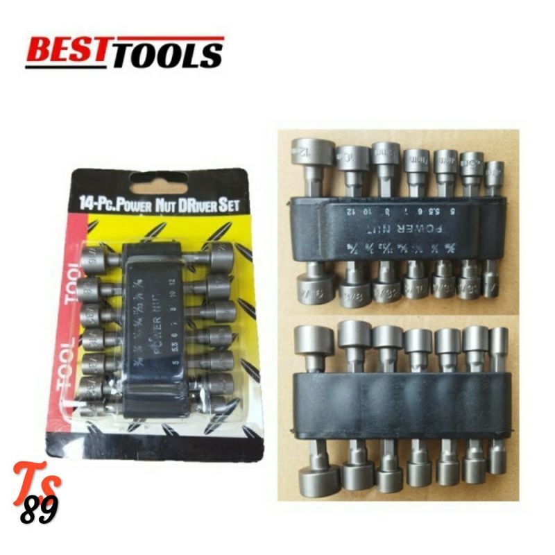 Jual Kunci Sok Set 14pcs Kunci Sock Baut Roofing Shock Adapter Mesin Bor Impact Hex Shank 5578