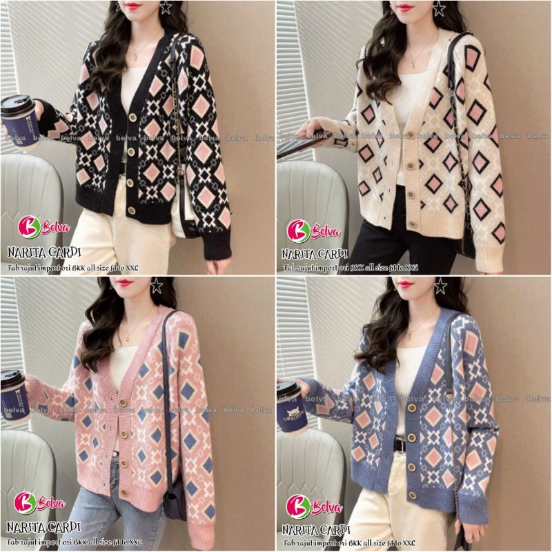 NARITA/NAOMI CARDY/SWEATER RAJUT MOTIF IMPORT KOREAN STYLE BY BELVA