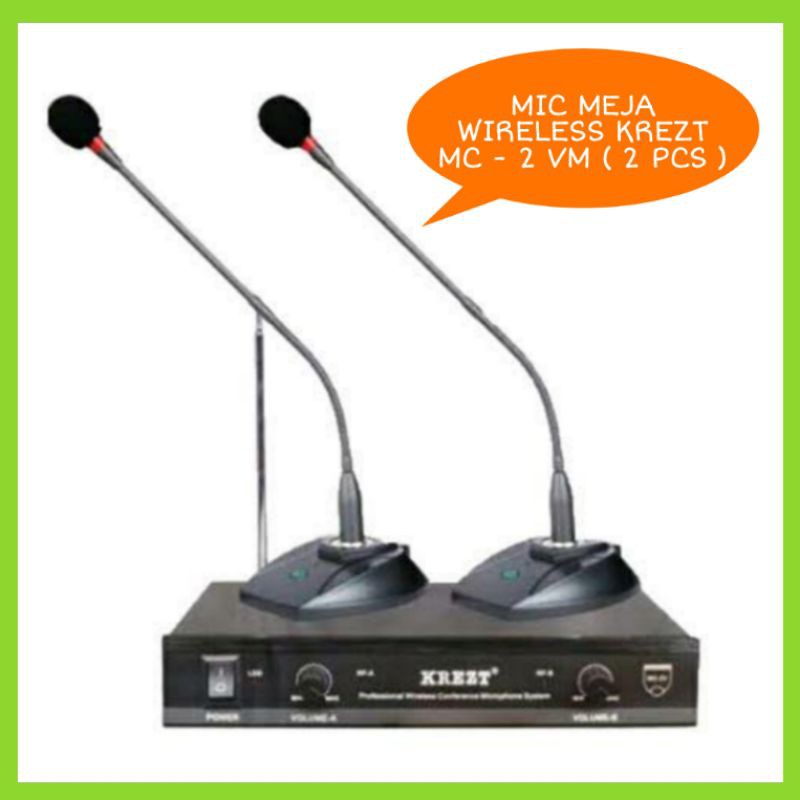 Mic Wireless Meja Krezt MC - 2VN Confernce ( 1 Receiver 2 Mic Meja )