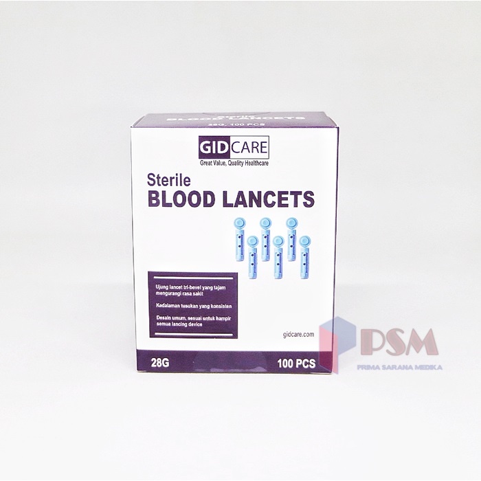 Blood Lancet 28G Gidcare / Jarum Lancet Bekam Untuk Tes Darah isi 100