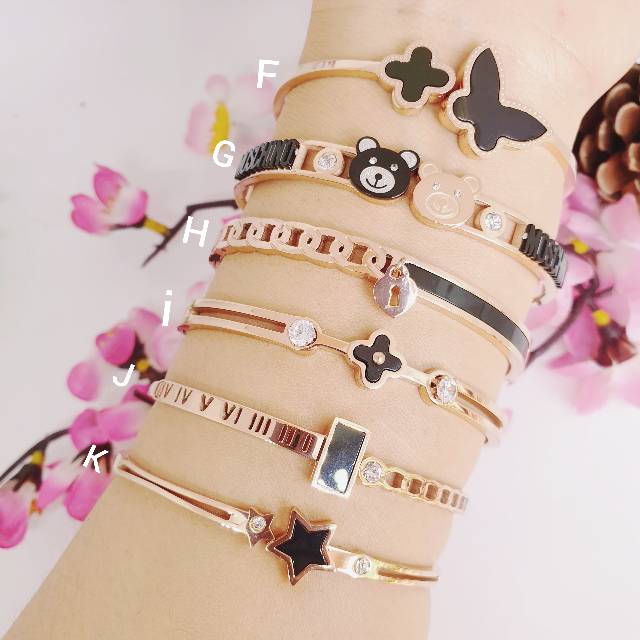 100% gelang mewah titanium korea anti alergi dan karat GBT-43