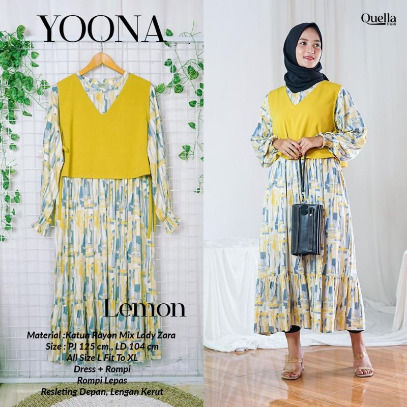 Tunik Rompi Kekinian Terbaru Yoona Midi Dress Vest Remaja