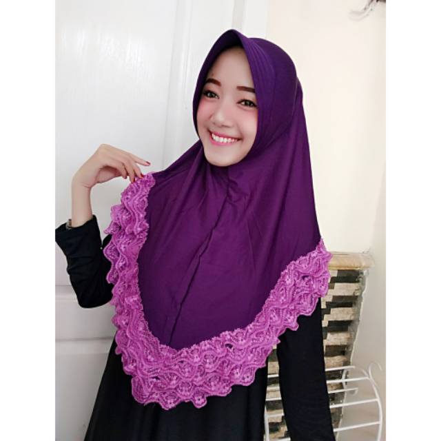 ORI RATU JILBAB KHIMAR RELITI RENDA LIMA TINGKAT HIJAB BERGO KERUDUNG RELITY LACE RUMPOL BERGO BRENDA NAZNIN ZAIN TERMURAH-4