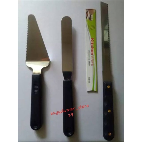 SET 3 PISAU ROTI+SPATULA LURUS+SPATULA BENGKOK PERLENGKAPAN DAPUR