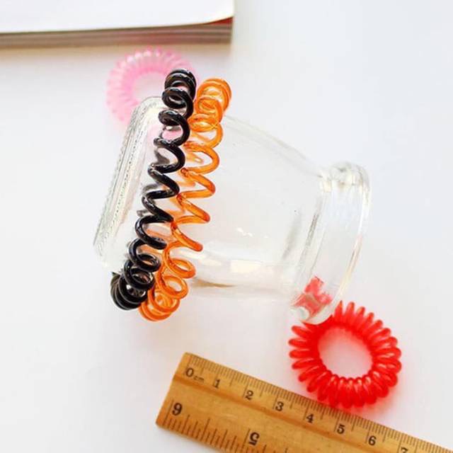 KUNCIR IKAT RAMBUT KABEL HITAM WARNA WARNI IKAT SPIRAL MINI AKSESORIS WANITA ANAK / STIPPPA