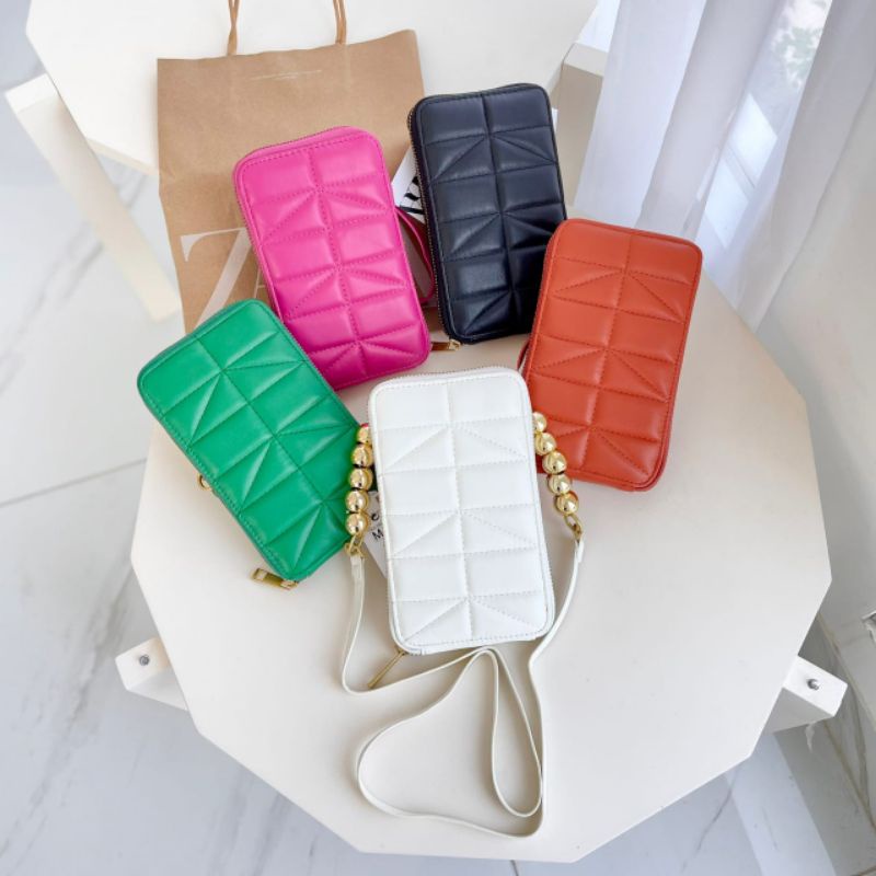 PROMO SALE Tas mini Zara hp handphone zara selempang hitam putih orange pink hijau