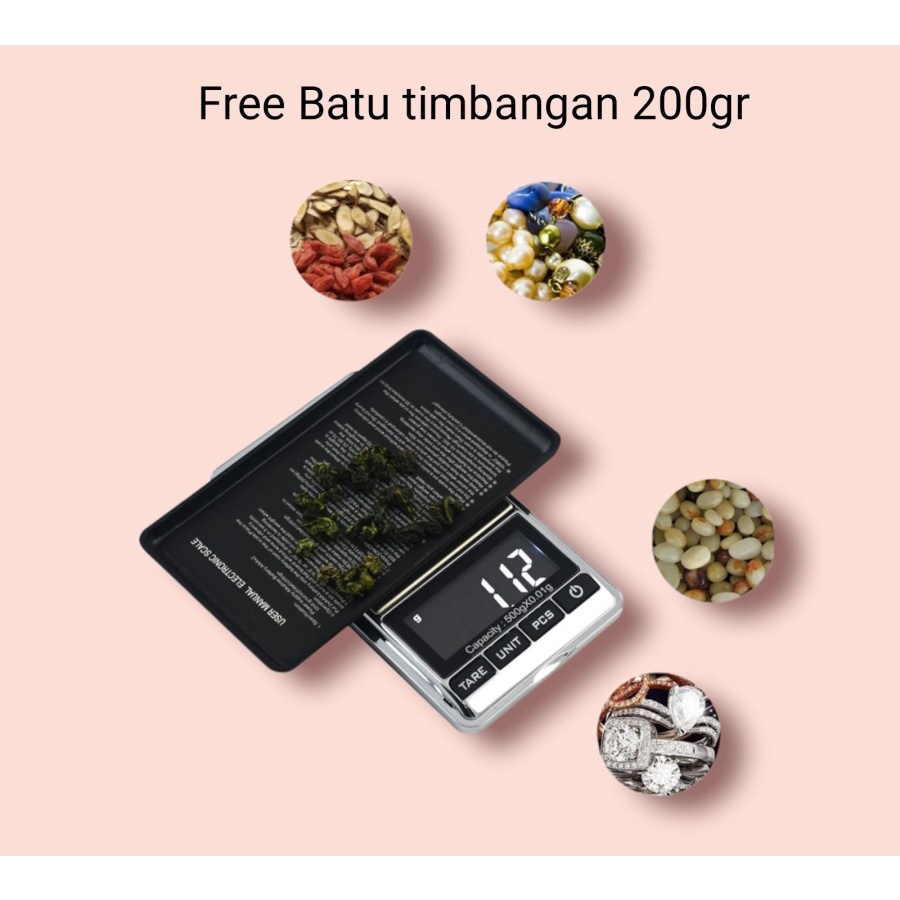 TIMBANGAN MINI EMAS DIGITAL CHQ ORI 500G AKURASI 0.01G - PSW