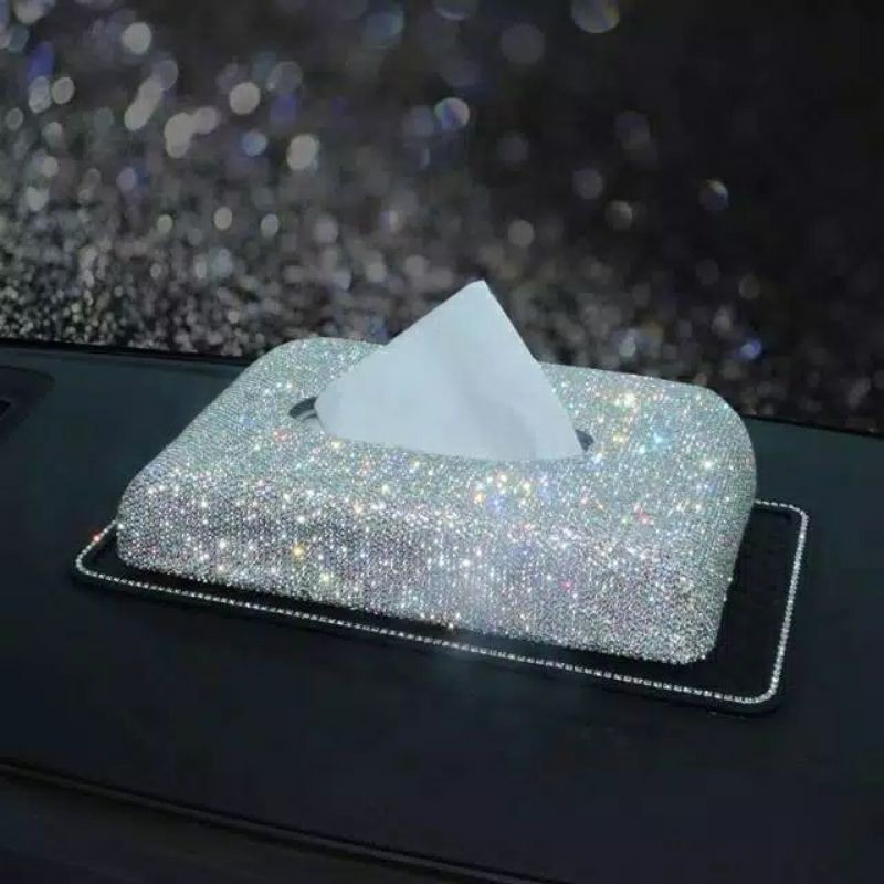 tempat tissue full blink silver putih kotak tissue Kotak Tisu DAD Falling Star Crystal Full Bling Bling Premium Edition