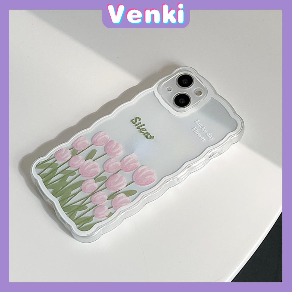 iPhone Case Silicone Soft Case Clear Case Wave Airbag Shockproof Camera Cover Protection Pink Flower Compatible For iPhone 11 iPhone 13 Pro Max iPhone 12 Pro Max iPhone 7 Plus xr