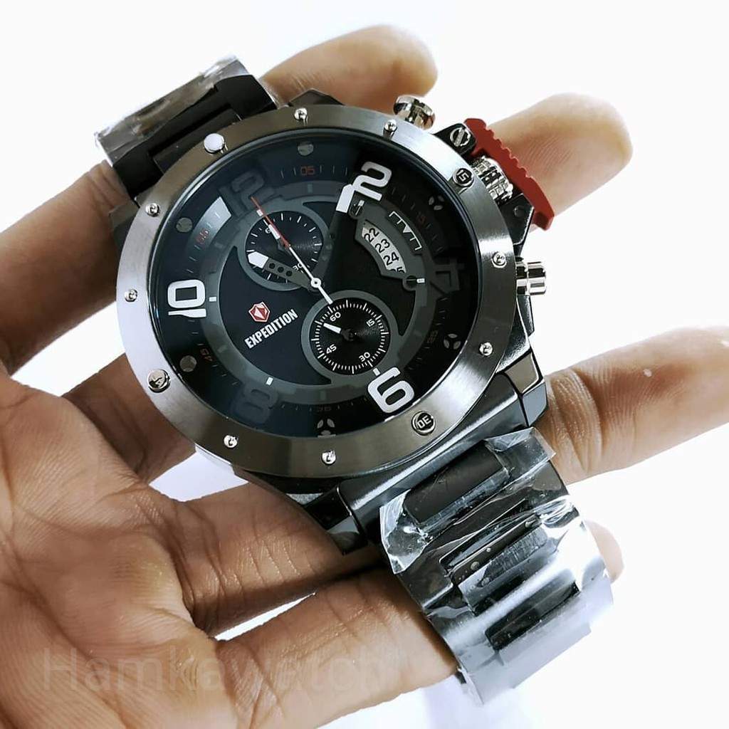 jam tangan / Watch_Id EXPEDITION PAKET E-6750 ORIGINAL BLACK FREE LEATHER