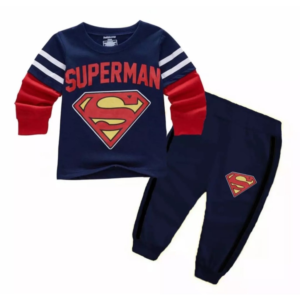 STELAN ANAK FLECEE SUPERMAN/STELAN ANAK LAKI LAKI 1-5 TAHUN SETELAN SWEATER ANAK LAKI-LAKI 1-5 TAHUN SWEATER MOTIF SUPERMAN KEREN DAN TRENDY