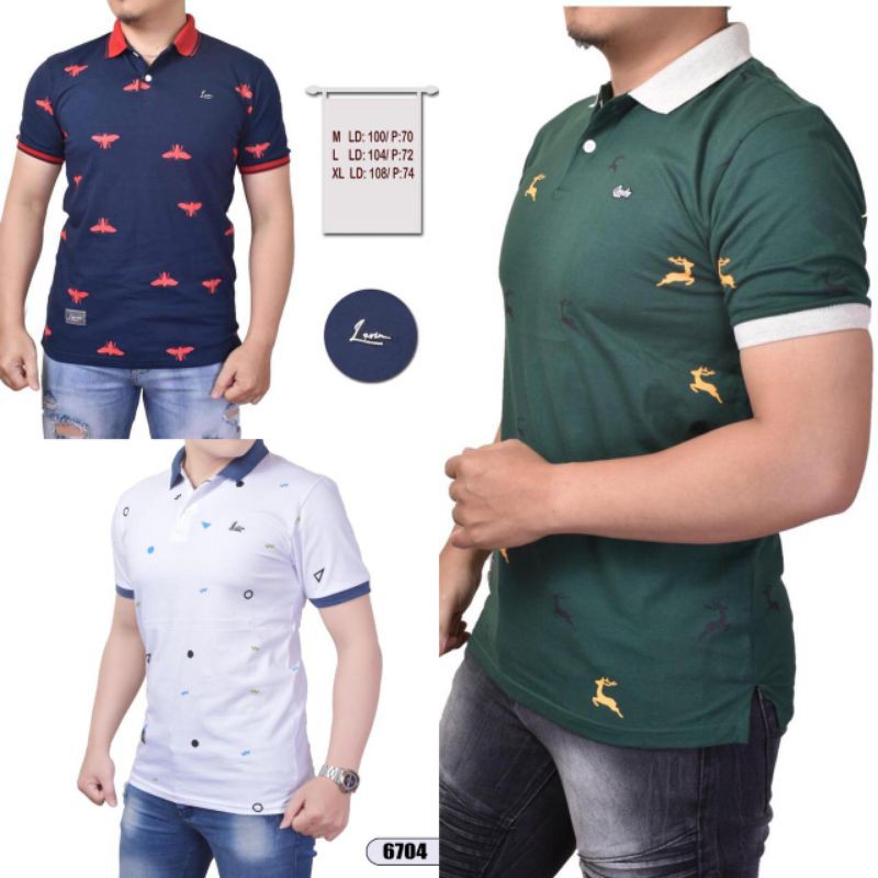Polo Shirt Kaos Kerah Pria Merk Levin Premium motif